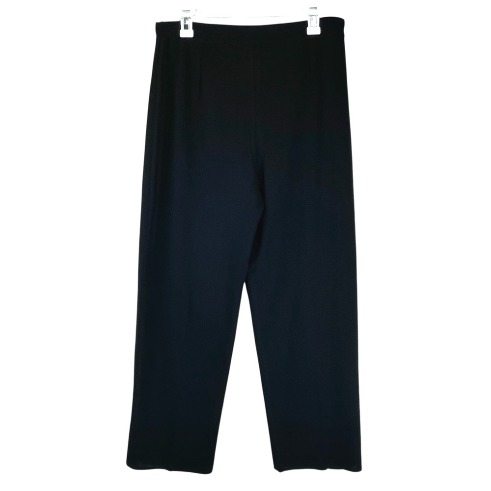 Vintage Exclusively Misook Straight Leg Knit Pull-On Pants High Rise Black Sz LP - Picture 2 of 8